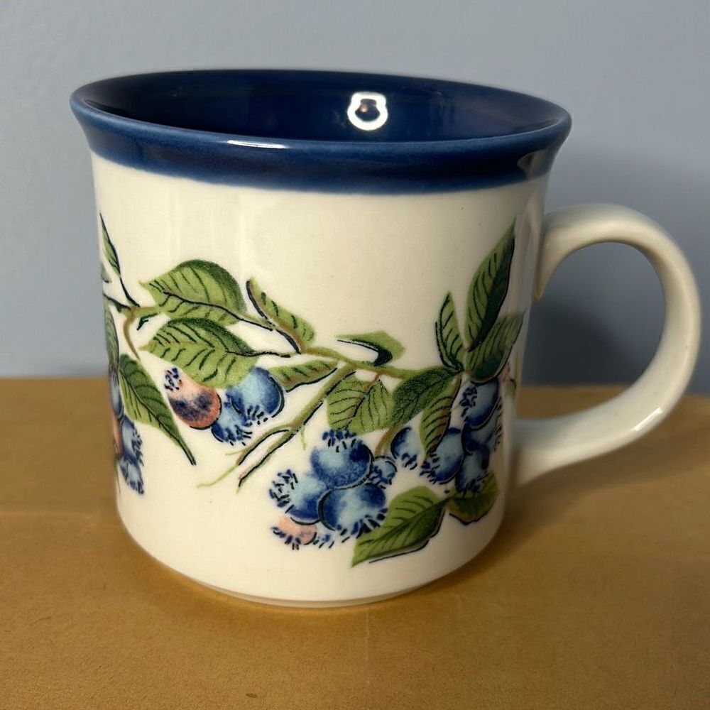 Vintage Otagirl Blueberry Mug Ruth Pengal Hand painted Coffee Cup